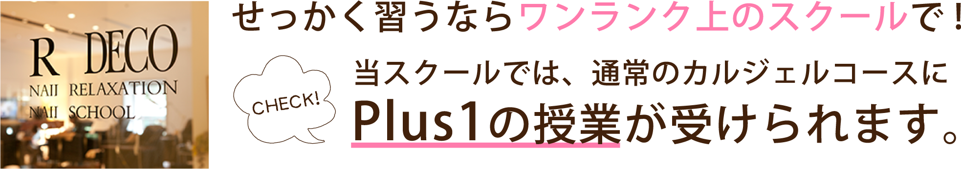 せっかく習うならワンランク上のスクールで! 当スクールでは、通常のカルジェルコースにPlus1の授業が受けられます。